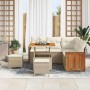 Conjunto de sofá de jardín 8 pcs beige y crema 80 x 80 x 71 cm
