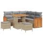 Conjunto de sofá de jardín con cojín 8 pcs beige y gris claro