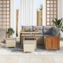 Conjunto de sofá de jardín con cojín 8 pcs beige y gris claro