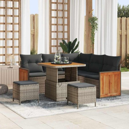 Conjunto de sofá de jardín con cojín 8 pcs Gris 80 x 80 x 71 cm