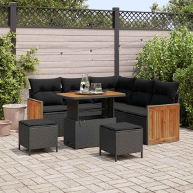 Conjunto de sofá de jardín 8 pcs Negro 90 x 55 x 71 cm