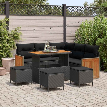 Conjunto de sofá de jardín 9 pcs Negro 110 x 55 x 71 cm