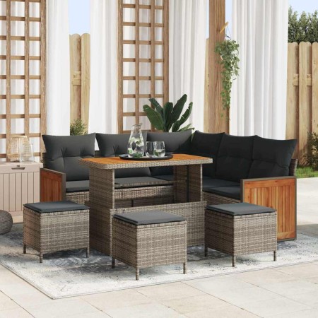 Conjunto de sofá de jardín 9 pcs Gris 110 x 55 x 71 cm