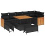 Conjunto de sofá de jardín 9 pcs Negro 100 x 100 x 71 cm