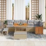 Conjunto de sofá de jardín con cojín 9 pcs beige y gris claro