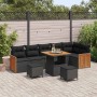 Conjunto de sofá de jardín 9 pcs Negro 80 x 80 x 71 cm