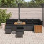 Conjunto de sofá de jardín 9 pcs Negro 80 x 80 x 71 cm