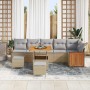 Conjunto de sofá de jardín con cojín 9 pcs beige y gris claro