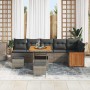 Conjunto de sofá de jardín con cojín 9 pcs Gris 80 x 80 x 71 cm