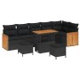 Conjunto de sofá de jardín 9 pcs Negro 90 x 55 x 71 cm