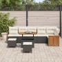 Conjunto de sofá de jardín 9 pcs Negro y crema 90 x 55 x 71 cm