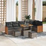Conjunto de sofá de jardín con cojín 9 pcs Gris 90 x 55 x 71 cm