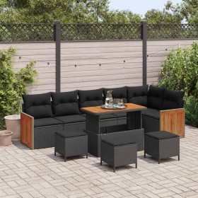 Conjunto de sofá de jardín 10 pcs Negro 110 x 55 x 71 cm