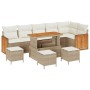 Conjunto de sofá de jardín con cojín 10 pcs beige y crema