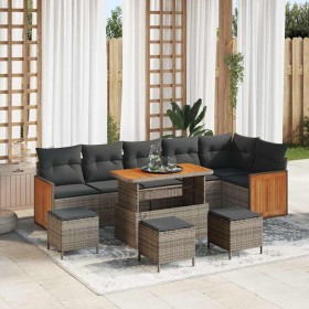 Conjunto de sofá de jardín 10 pcs Gris 110 x 55 x 71 cm