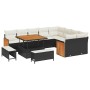 Conjunto de sofá de jardín con cojín 12 pcs Negro y crema