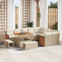 Conjunto de sofá de jardín con cojín 12 pcs beige y crema