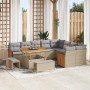 Conjunto de sofá de jardín con cojín 12 pcs beige y gris claro