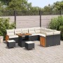 Conjunto de sofá de jardín 12 pcs Negro y crema 80 x 80 x 71 cm