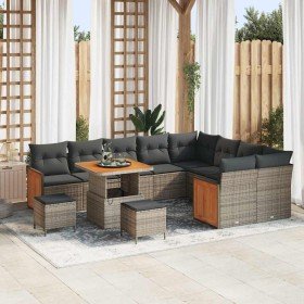 Conjunto de sofá de jardín 12 pcs Gris 80 x 80 x 71 cm
