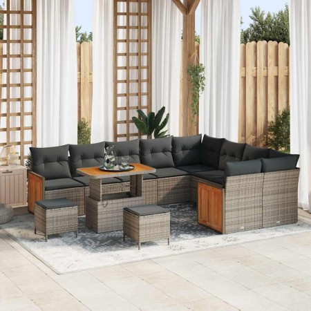 Conjunto de sofá de jardín 12 pcs Gris 90 x 55 x 71 cm