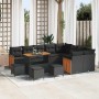Conjunto de sofá de jardín 13 pcs Negro 110 x 55 x 71 cm