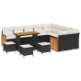 Conjunto de sofá de jardín con cojín 13 pcs Negro y crema