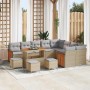 Conjunto de sofá de jardín con cojín 13 pcs beige y gris claro