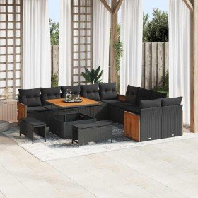 Conjunto de sofá de jardín 13 pcs Negro 100 x 100 x 71 cm