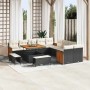 Conjunto de sofá de jardín con cojín 13 pcs Negro y crema