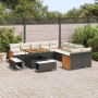 Conjunto de sofá de jardín con cojín 13 pcs Negro y crema