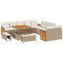 Conjunto de sofá de jardín con cojín 13 pcs beige y crema