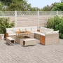 Conjunto de sofá de jardín con cojín 13 pcs beige y crema