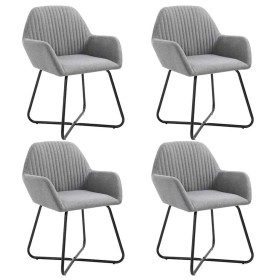 Sillas de comedor 4 unidades tela gris claro