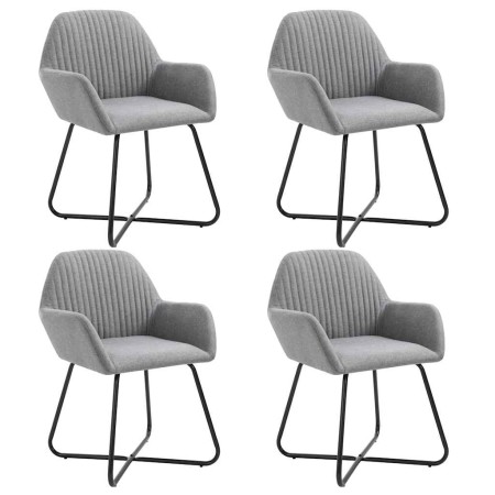 Sillas de comedor 4 unidades tela gris claro