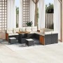 Conjunto de sofá de jardín 13 pcs Negro y crema 80 x 80 x 71 cm