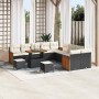 Conjunto de sofá de jardín 13 pcs Negro y crema 90 x 55 x 71 cm