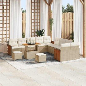 Conjunto de sofá de jardín 13 pcs beige y crema 90 x 55 x 71 cm