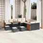 Conjunto de sofá de jardín con cojín 14 pcs Negro y crema