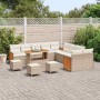 Conjunto de sofá de jardín con cojín 14 pcs beige y crema