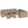 Conjunto de sofá de jardín con cojín 14 pcs beige y gris claro