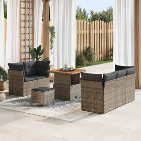 Conjunto de sofá de jardín con cojín 8 pcs Gris 80 x 80 x 71 cm