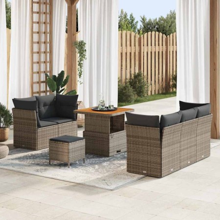 Conjunto de sofá de jardín con cojín 8 pcs Gris 80 x 80 x 71 cm