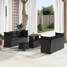 Conjunto de sofá de jardín Manual 9 pcs Negro 90 x 55 x 71 cm Conjunto de sofá de jardín Manual 9 pcs Negro 90 x 55 x 71 cm