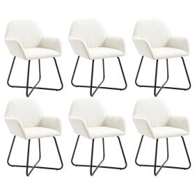 Sillas de comedor 6 unidades tela color crema Sillas de comedor 6 unidades tela color crema