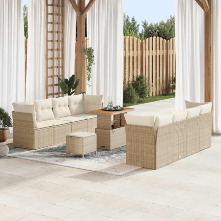 Conjunto de sofá de jardín 11 pcs beige y crema 90 x 55 x 71 cm