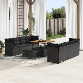 Conjunto de sofá de jardín 11 pcs Negro ratán sintético en Sofás de exterior | Comprar online en Foro24