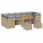 Conjunto de sofá de jardín con cojín 10 pcs beige y gris claro
