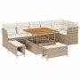Conjunto de sofá de jardín con cojín 9 pcs beige y crema en Sofás de exterior | Comprar online en Foro24