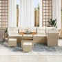 Conjunto de sofá de jardín 9 pcs beige y crema 90 x 55 x 71 cm